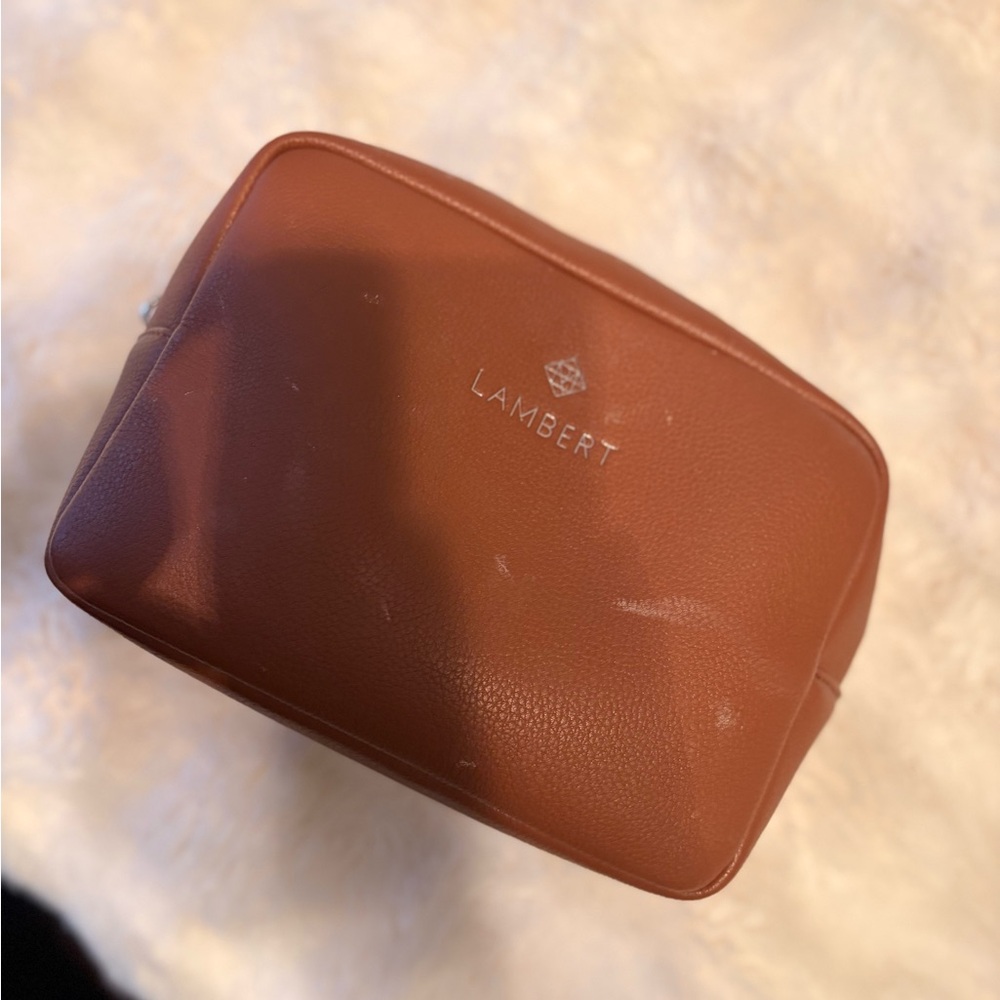 Women's Leather Cosmetic Pouch in Brown